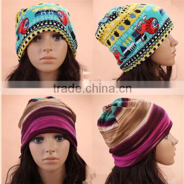 women fashion style allover print new design string kniting cap