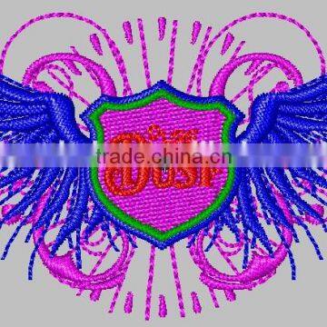 Hot embroidery maching made Wings Custom Embroidery Patch For Clothing