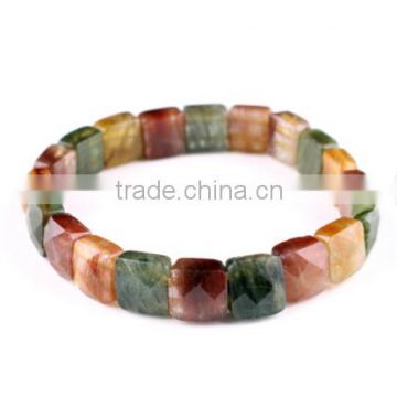 Faceted Square Nature Gemstone Bracelet Lucky Precious Stone Bracelet OEM