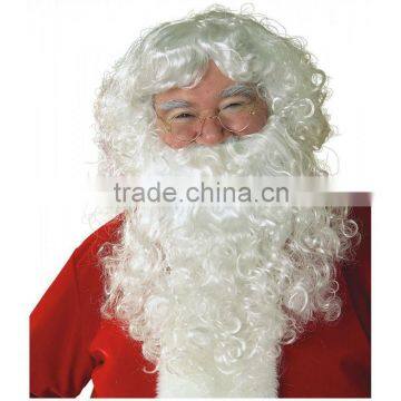 Ladies FATHER CHRISTMAS SANTA CLAUS CURLY BEARD AND WIG SET XMAS FANCY DRESS W380