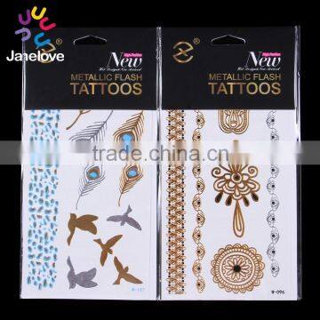 10.5*21CM Flash Tattoos Newest Temporary body tattoo gold silver JEWELRY tattoos kits wholesale