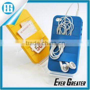 fashion design mobile phone cover,pure color hang your headphones rubber mobile phone cover