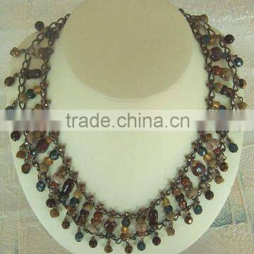 Hot sell gemstone necklace woodstone necklace jewelry
