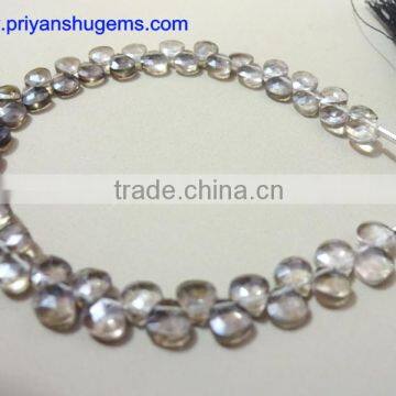Smoky Quartz Micro 4-5 mm Faceted Heart Shape Briolette Beads AAA Grade Quality Gemstone Product photo-2