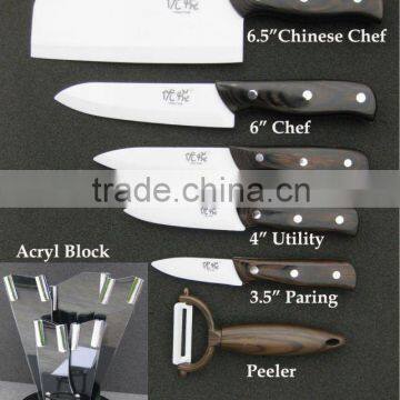 7pcs Ceramic Knife Set With Wooden Handle for Kitchen