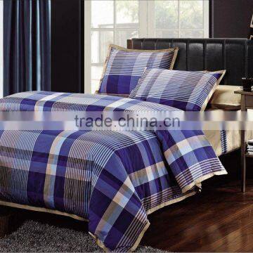 4pcs light bule brown luxury stripe duvet cover set king size bedding