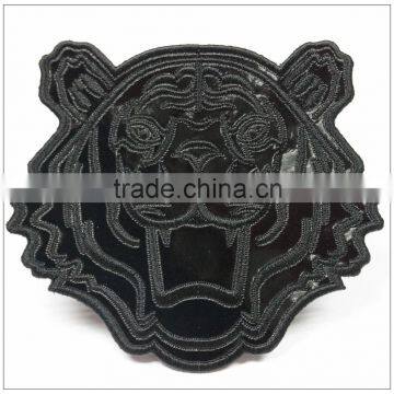 Custom glossy black color vivid tiger DIE cut logo TPU material heat transfer patch for garment/jacket