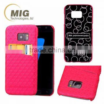 Hot sale diamond pattern Skin oil side leather case, PC hard cover with card slot on the back for iphone 6S/6 plus