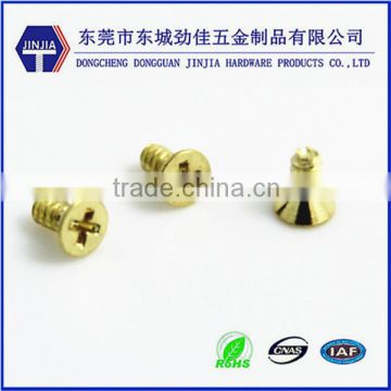 ROHS big head bronze screw m1.7 countersunk head precise brass screw