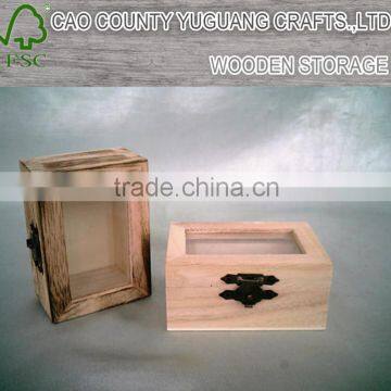 Paulownia glass cover a small wooden box Jewelry box gift box packaging boxes wooden box