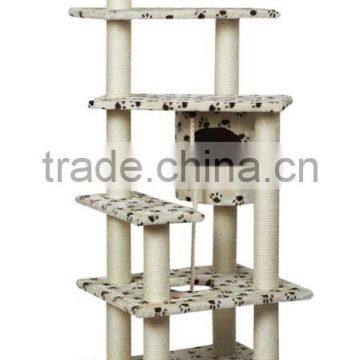 Anji Kaifeng popular small Luxury wood and sisal Cat Tree ,cat Scratcher Post ,cat climbing frame,cat house KF8019