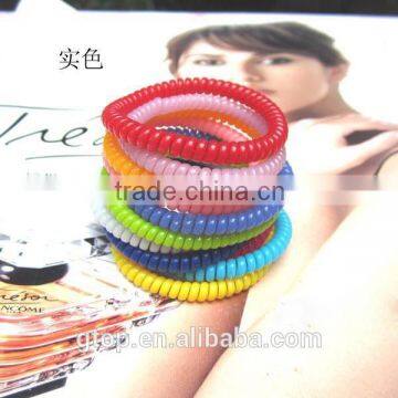 Plastic mixed color elastic candy quality cheap women telephone wire hair circle A-0007