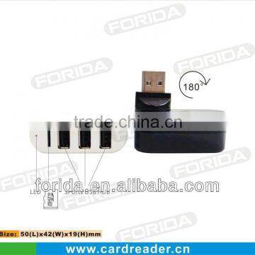 Turnable mini COMBO-usb hub 2.0 + card reader