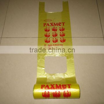 HDPE plastic T-shirt plastic bags on roll for food package suitable for grocery