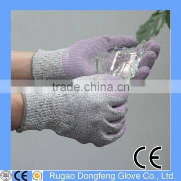 Cut Resistant Safety Gloves,Purple Latex Palm Coated Anti Slip Garden Gloves