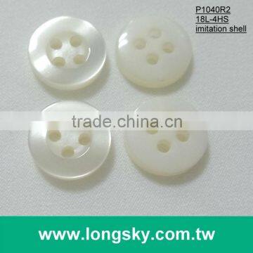(#P1040R2-4HS) stock available cream imitation shell 18L 4 holes round fancy shirt button