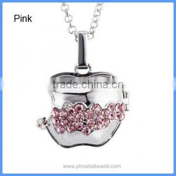 Crystal Rhinestones Pave Apple Shape Musical Sound Chime Bell Box Ball Pregnancy Necklaces BAC-M037