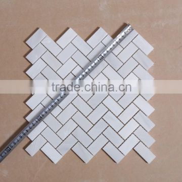 1 x 2 inch beautiful white herringbone marble mosaic tile for kitchen