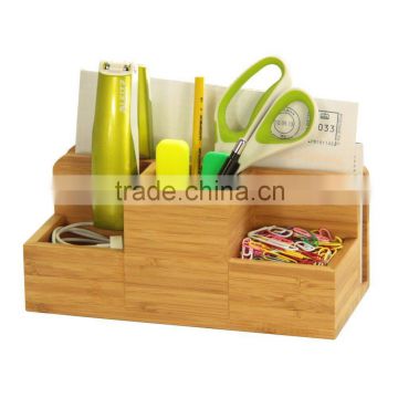 Desk Stationery Organiser - Pen Pencil Letter Rack Holder, Made of Natural Bamboo storage box                        
                                                Quality Choice