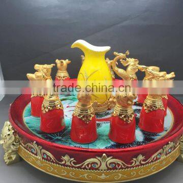 New product12 Animal Zodiac Red mini ceramic wine cups