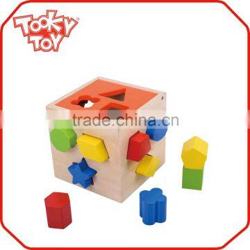 Crafts Brain Teaser Colorful Toy Wooden Blocks Box Shape Sorter Wooden Block Box