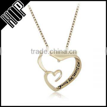 2016 jewelry trends women alloy gold alphabet hollow heart necklace