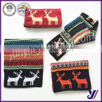 Multicolor Jacquard Wool Felt Winter Santa Elk Knitting Infinity Scarf Wholesale China (can be Customized) photo-3
