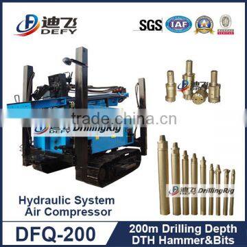 DFQ-200 crawler DTH water well and rock blasting drilling rigs for sale