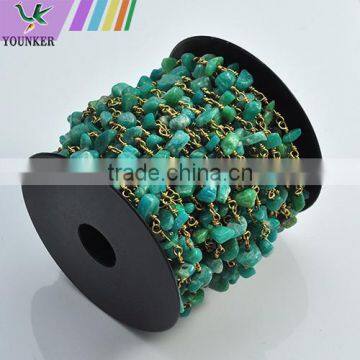 Gemstone Beaded Rosary Chain Wholesale,wire Wrapped Beaded Chain photo-4