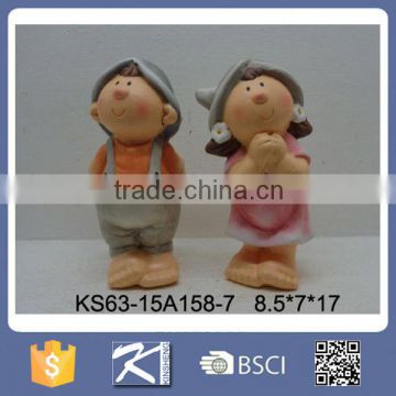 Spring Topic Ceramic Lovely Boy & Girl Statue For Decoration