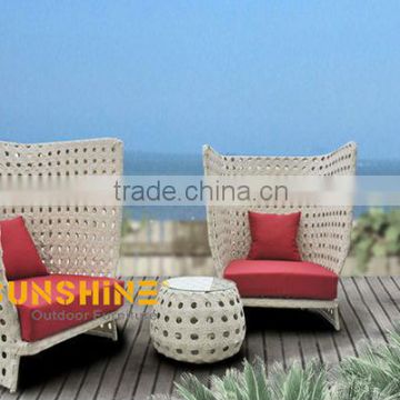 GuangDong White Wide Weave Rattan Furniture patio set