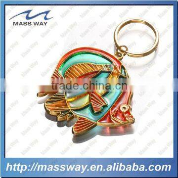 souvenir custom lovely funny fish shape soft enamel metal key chain