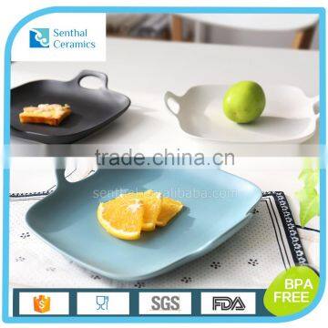 Ceramic Matte Surface Coloured Flat Baking Tray With Handles for Home Restaurant photo-3