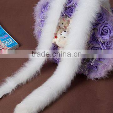 Natural Colored Fox Fur Strips / Blue Fox Trimming For Hoods And Collars