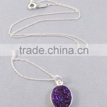 Sterling Silver Druzy Gemstone Necklace photo-3