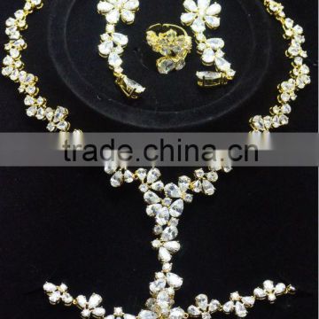 Gold Plated CZ Flower Jewelry Set