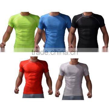Mens Sports Athletic Tops Compression Shirt Base Layer Short Sleeve T-Shirts