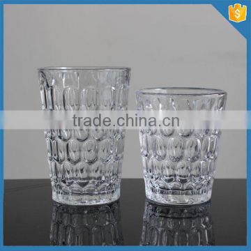 LXHY-T017 clear crystal thumb print pattern tumbler glass set