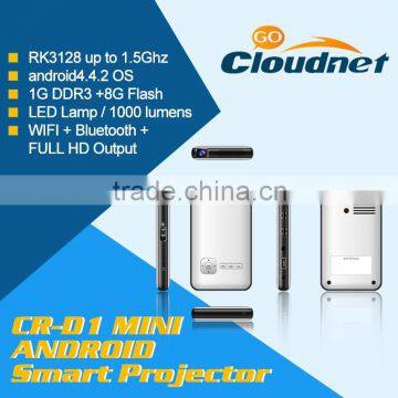 Android4.4 OS RK3288 Ultra Quad Core DLP High Resolution 1080P 1500 Lumens Led Projector