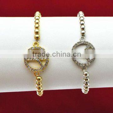 peace with rhinestone silver or gold plating beaded bracelets 2013 new fashion jewelry