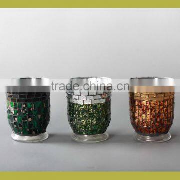 small glass mosaic candle holders set of 3