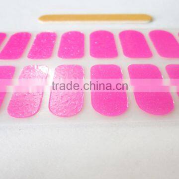 2016 New Design ODM Neon Pink Glitter Gel Nail Wrap Polish Fashion Shiny Nail Polish Strips Sexy Long Nails 22tips photo-4