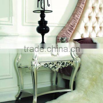 Hot sale classic silver bedroom furniture rococo nightstands Bedside table