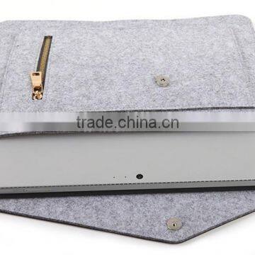 Accept Small Order Fashion Multifunction Slim Felt Tablet Bag With Zipper for Ipad