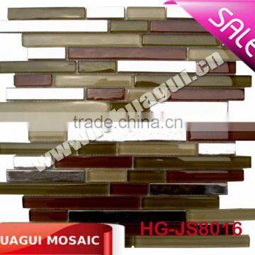 New design clear stirp glass and Silver metal decorative mosaic wall tiles Mosaic/Mosaico manufacturer in Foshan