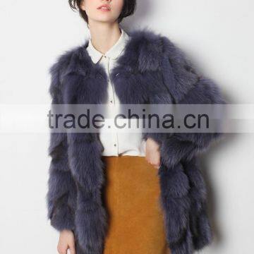 Long Style High Quality Winter Warm Blue Fox Fur Coat for Luxurious Ladies