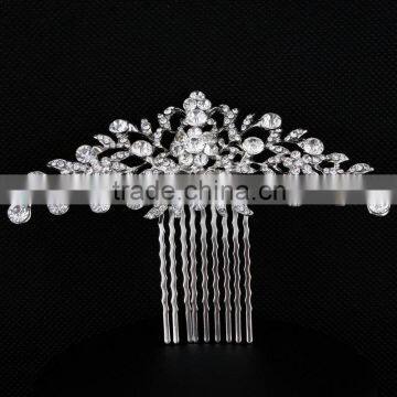 Long Crystal Hair Comb Big Leaf Hair Jewelry For Bride Wedding Headpiece Hair Ornaments