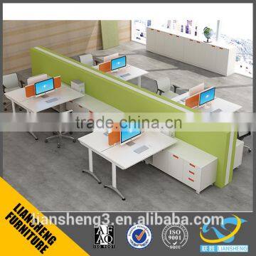 orange and white color staff working desk office workstation design with hang-in cabinet