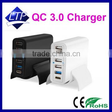 Factory new products Qualcomm certified quick charge 6 USB ports QC 3.0 +Type C Fast charger