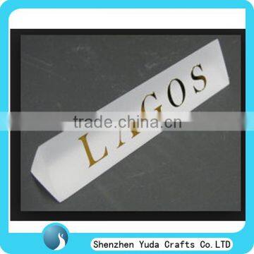 white acrylic logo brand block engraved block for companies or enterprises